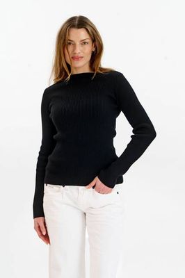 WASABI Organic Cotton Rib Knit Top - Black