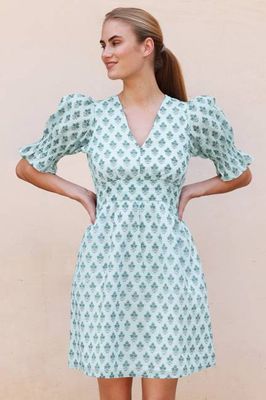 Chloe Organic Cotton Short Dress | Buti Teal
