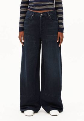 AALTHEA MID WAIST BARREL JEANS | fluid ink