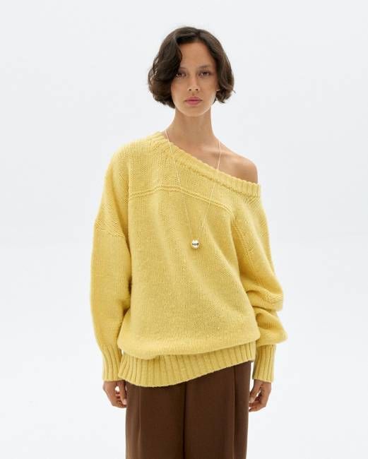 Oversize merino wool sweater yellow Liza
