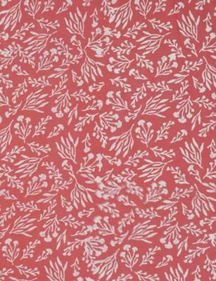 Terracotta Rose Botanical Block Printed Cotton Fabric by the Yard