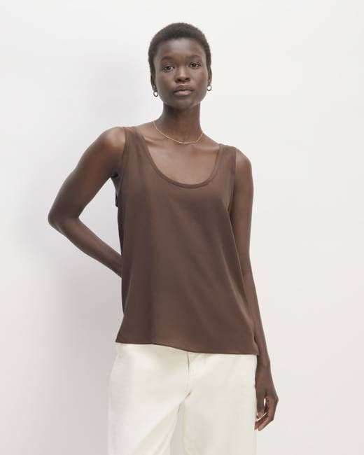 The Scoop Tank in Washable Silk | Cocoa