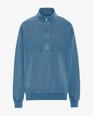 Organic Quarter Zip - Faded Indigo