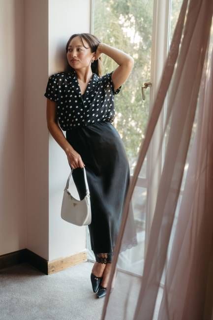 Lena Top in Black Polka Dots