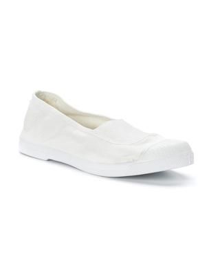 White cotton slip on plimsolls