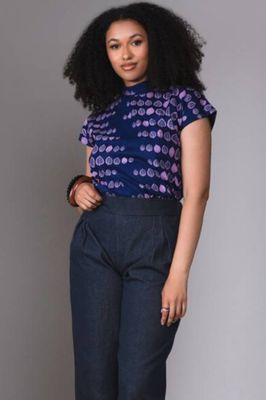 Enala Turtleneck Tunic in Purple Flora