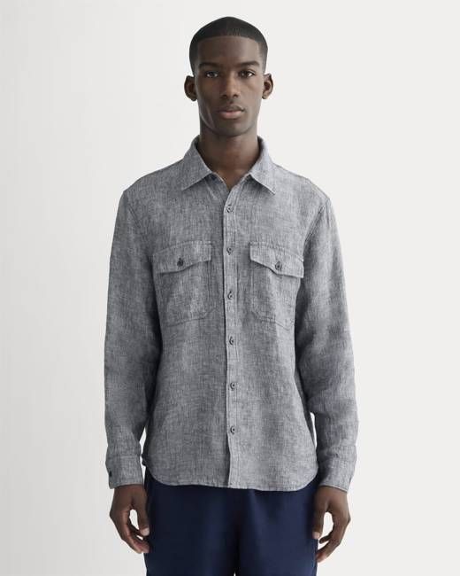 The Linen Utility Shirt | Navy Chambray