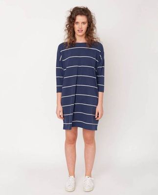 Sophie-Sue Organic Cotton Dress In Midnight & Natural