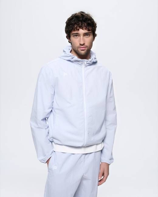 Mens Recycled Nylon Zip Up Jacket—Ice Grey