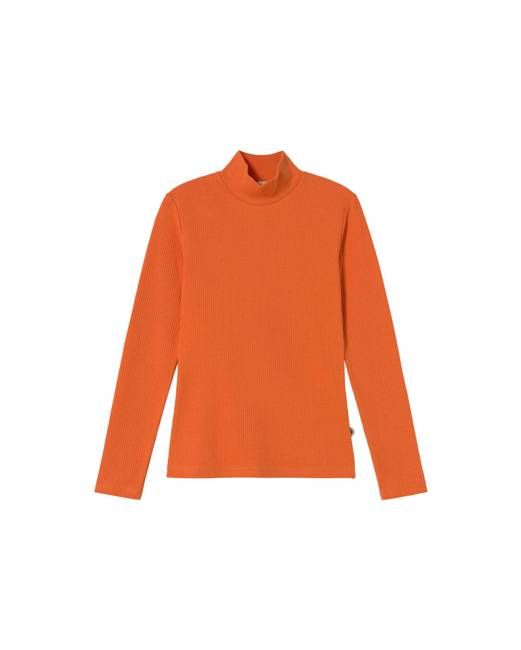 Orange hemp turtleneck Aine top