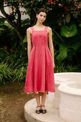 Pinafore — Ärmelloses Midikleid aus Leinen