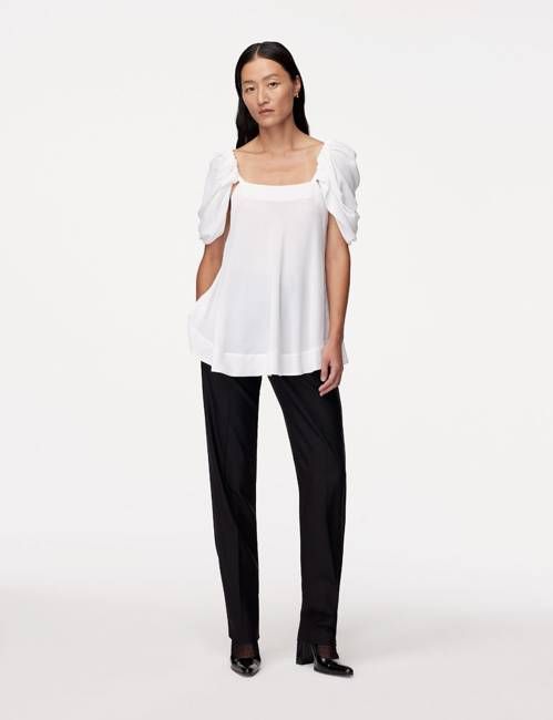 Tulip Sleeve Blouse | White
