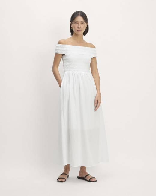 The Gauze Off-the-Shoulder Dress | White