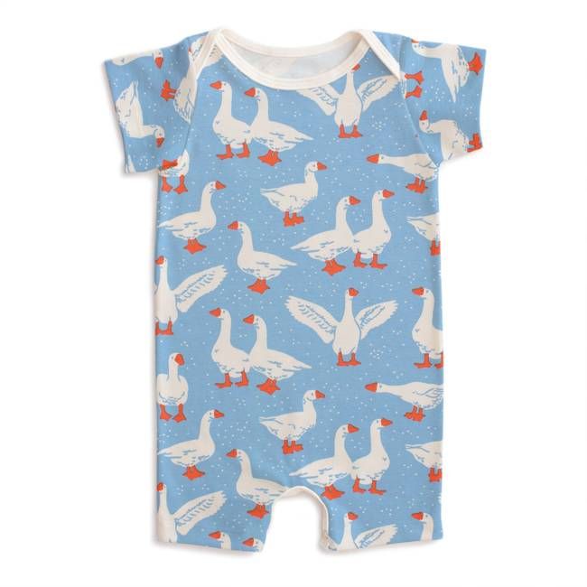 Summer Romper - Silly Geese Blue