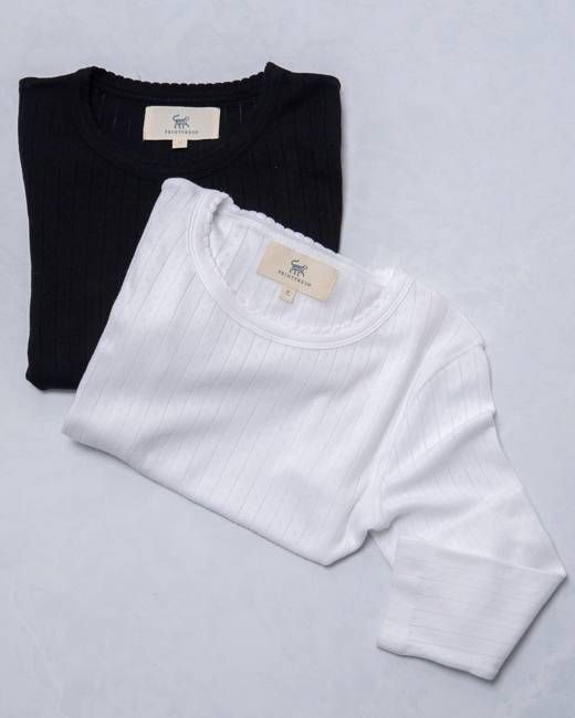 White/Cat Eye - 2-Pack Pointelle Long Sleeve - Shirt Bundle