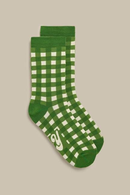 JoJo - Cotton Socks in Green & White Gingham