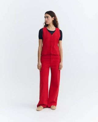 Karina red high rise pants