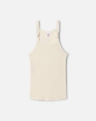 Knotted Ribbed Tank - Vintage White