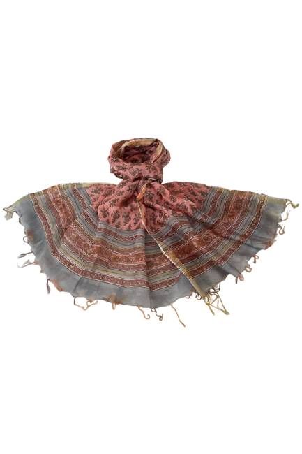 Chanderi Silk Cotton Blockprint Stole No. 22 Jodhpur Edit