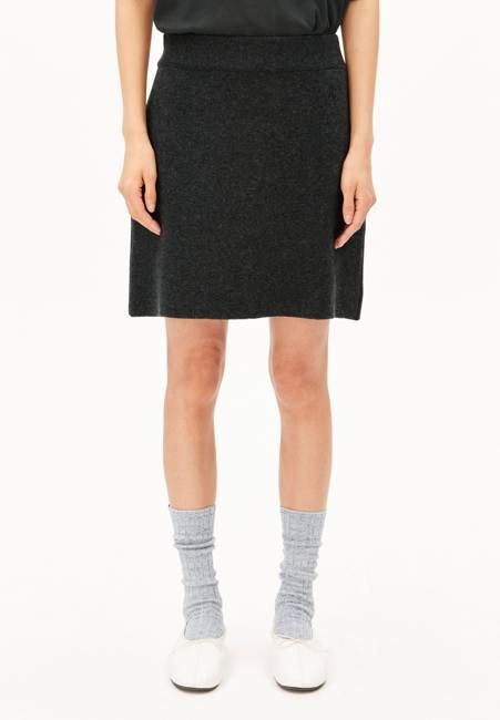 COTTON-WOOL MINI KNIT SKIRT | steel melange