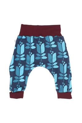 Mitwachsende Jaquard-Krabbelhose Jacki Tulpen blau -