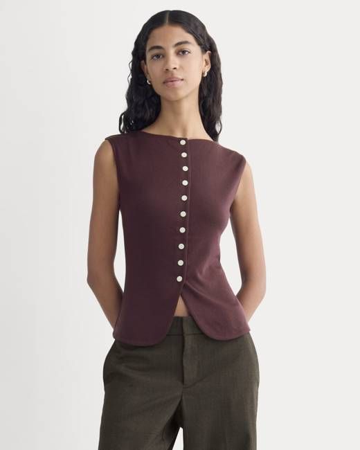 Sleeveless Button-Up in Butterluxe | Deep Plum