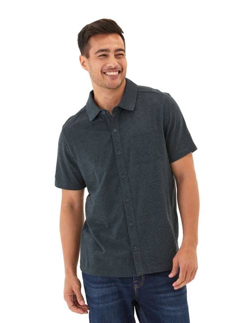 Paxton Black Fleck Triblend Button-Down Pocket Shirt