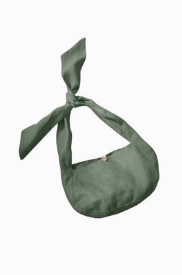 The Ella Linen Shoulder Bag in olive green