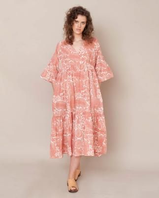 Tulsi Organic Cotton Dress In Pink Print