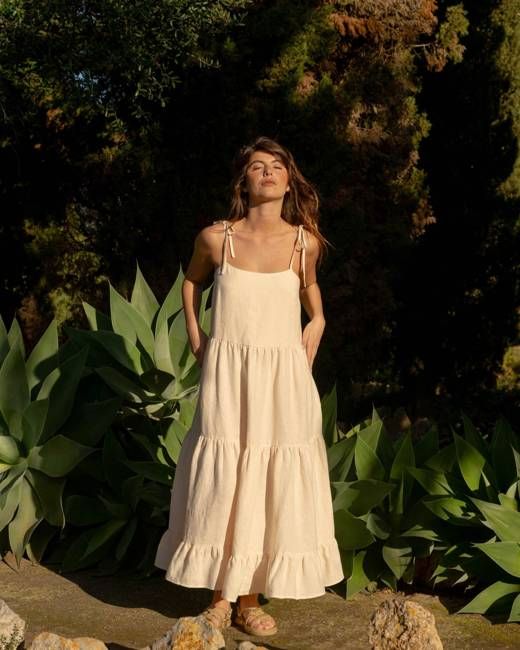 Patricia - Linen Dress in Creamy