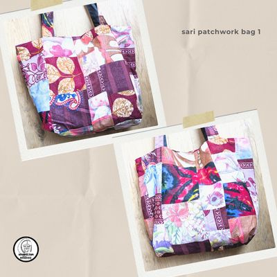Sari Patchwork Tote Bag, Large Colourful Fair Trade Cotton Market Bags