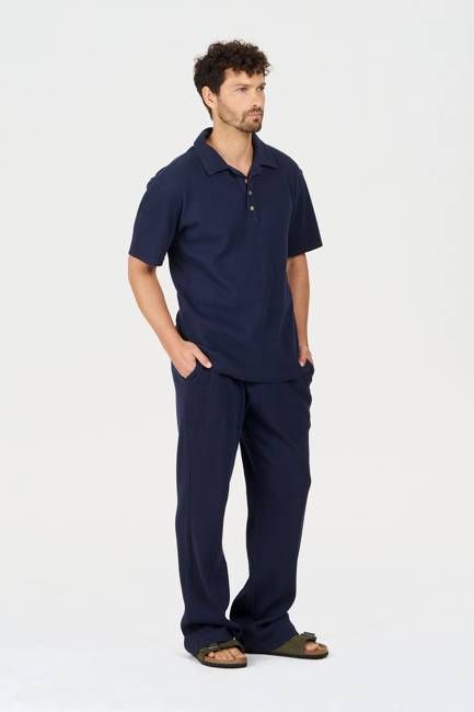 GIO BEACH Organic Cotton Trouser - Navy