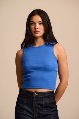 Rue - Rippstrick-Tanktop aus Baumwolle in Saphirblau