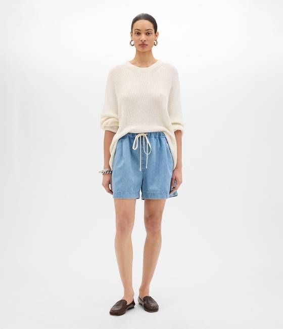 Chambray Drawcord Short | Light Blue Wash