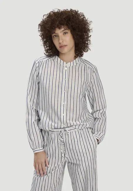 Striped blouse, relaxed style, made from organic cotton with linen