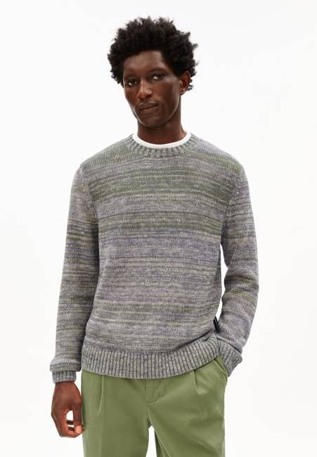 YARNMIX KNIT SWEATER | fatigue green-pungent purple