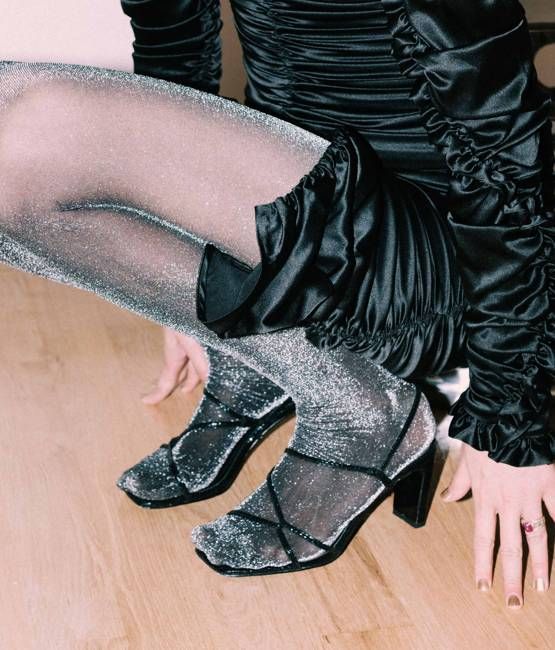 Collant fin pailleté en polyamide recyclé