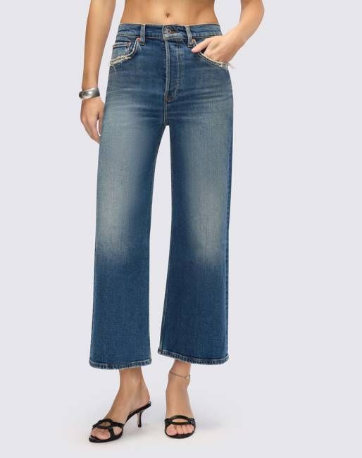 Comfort Stretch High Rise Wide Leg Crop - Sonoma Indigo