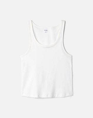 Scoop Neck Terry Tank - White