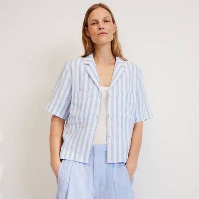 The Linen Workwear Shirt | Blue / White