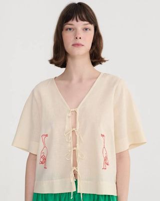 Bobo Choses Embroidery Tied Blouse