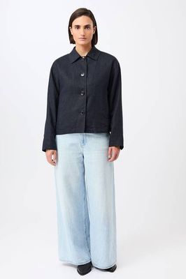 Schlichte Jacke aus Leinen (Navy)