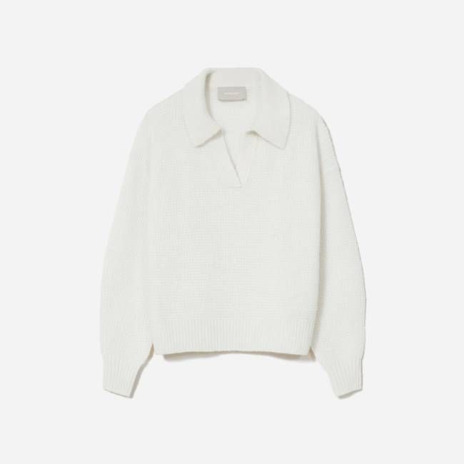 The Alpaca Waffle-Stitch Polo | Snow