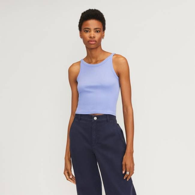 The Pima Micro-Rib Short Tank | Cornflower Blue