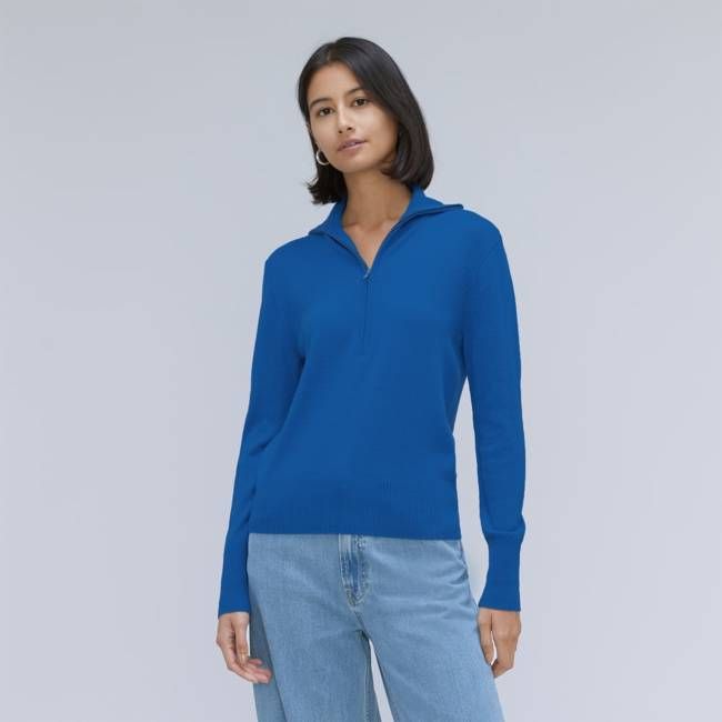 The Luxe Merino Half-Zip Sweater | Lapis Blue