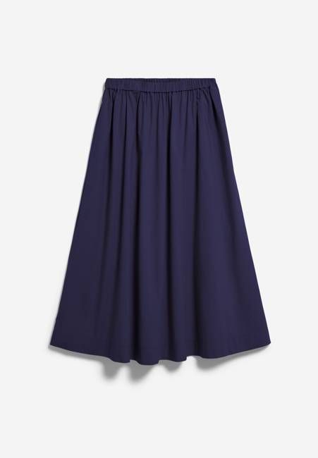POPLIN A-LINE MIDI SKIRT | tinted navy