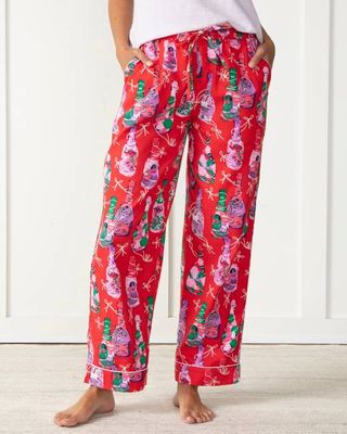 Pop the Bubbly - Brushed Twill PJ Pants - Red Stocking