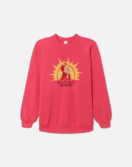 Upcycled "Ray of Sunshine" Sweatshirt - Pink