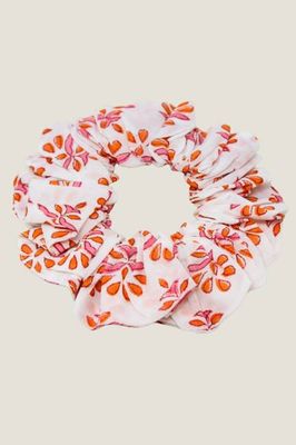 Block Print Scrunchie | Hot Coral