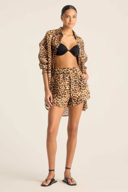 The Getaway Short - Lux Leopard EcoLinen